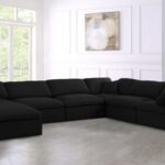 Serene 158" Linen Textured Fabric Upholstered Deluxe Comfort 7pc. Modular Sectional