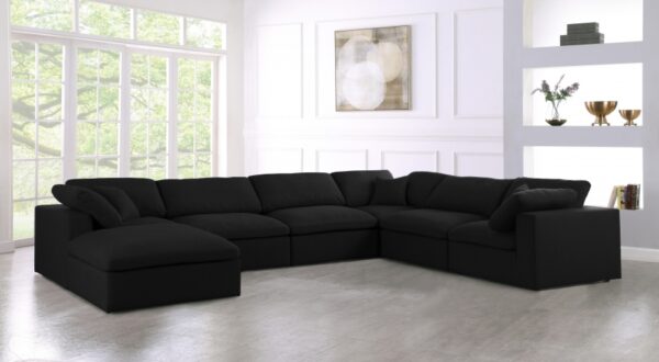 Serene 158" Linen Textured Fabric Upholstered Deluxe Comfort 7pc. Modular Sectional