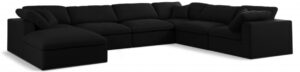 Serene 158" Linen Textured Fabric Upholstered Deluxe Comfort 7pc. Modular Sectional