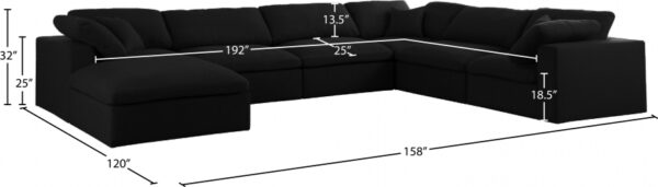 Serene 158" Linen Textured Fabric Upholstered Deluxe Comfort 7pc. Modular Sectional