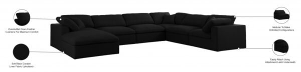 Serene 158" Linen Textured Fabric Upholstered Deluxe Comfort 7pc. Modular Sectional
