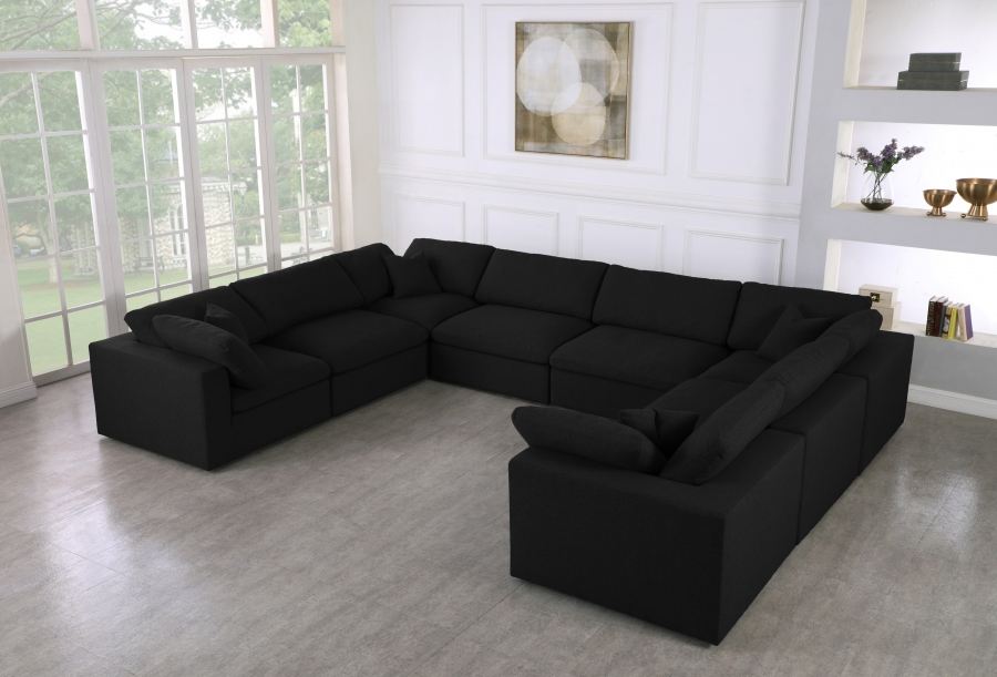 Serene 158" Linen Textured Fabric Upholstered Deluxe Comfort 8pc. Modular Sectional