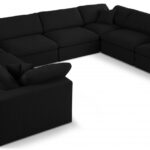 Serene 158" Linen Textured Fabric Upholstered Deluxe Comfort 8pc. Modular Sectional
