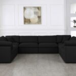 Serene 158" Linen Textured Fabric Upholstered Deluxe Comfort 8pc. Modular Sectional