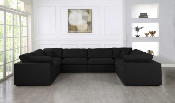 Serene 158" Linen Textured Fabric Upholstered Deluxe Comfort 8pc. Modular Sectional