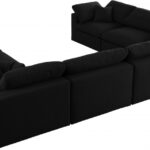 Serene 158" Linen Textured Fabric Upholstered Deluxe Comfort 8pc. Modular Sectional