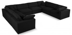 Serene 158" Linen Textured Fabric Upholstered Deluxe Comfort 8pc. Modular Sectional
