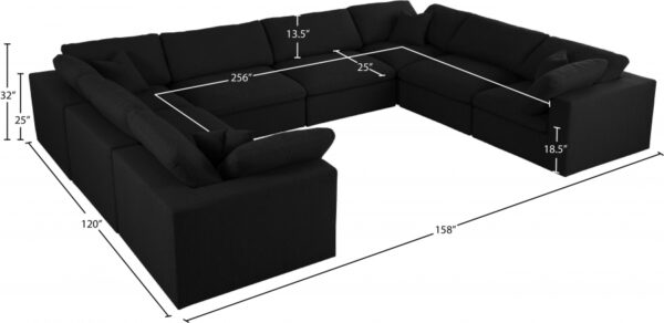 Serene 158" Linen Textured Fabric Upholstered Deluxe Comfort 8pc. Modular Sectional