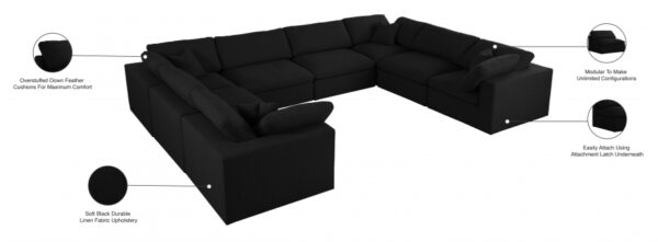 Serene 158" Linen Textured Fabric Upholstered Deluxe Comfort 8pc. Modular Sectional
