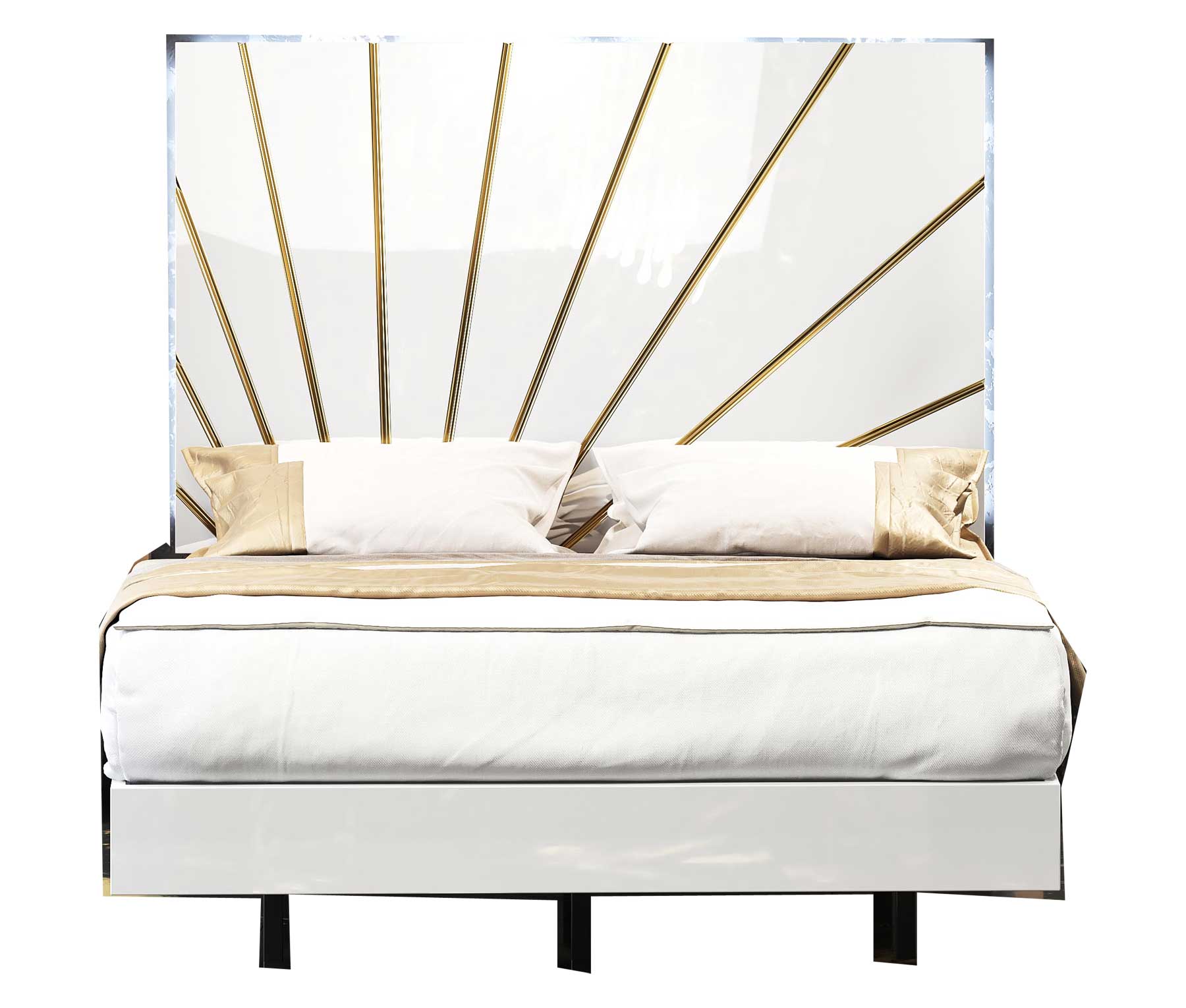 Oro White Qs Bed w/Light