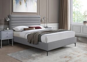 Hunter Linen Textured Fabric Upholstered Bed
