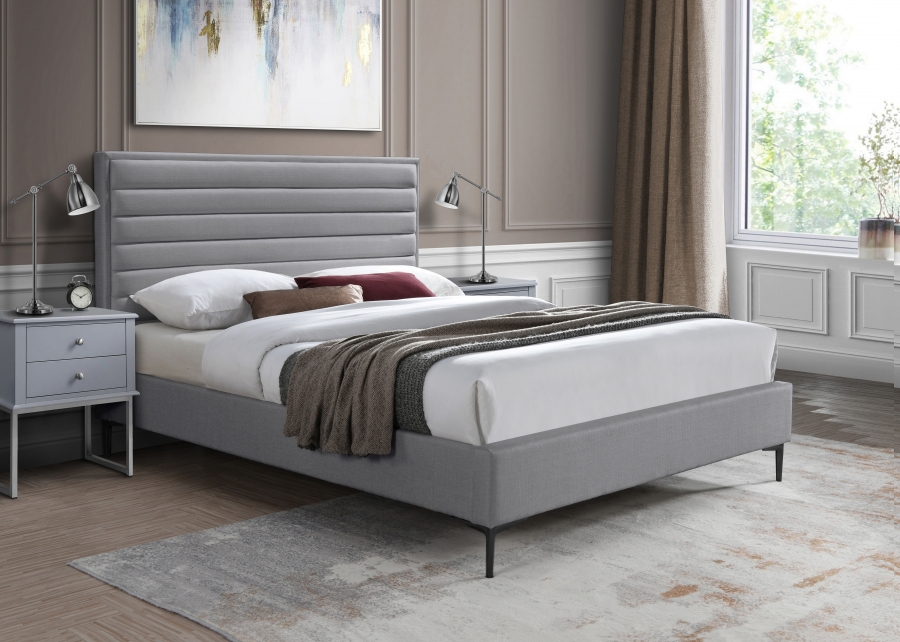 Hunter Linen Textured Fabric Upholstered Bed