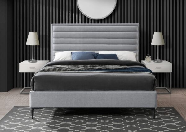 Hunter Linen Textured Fabric Upholstered Bed