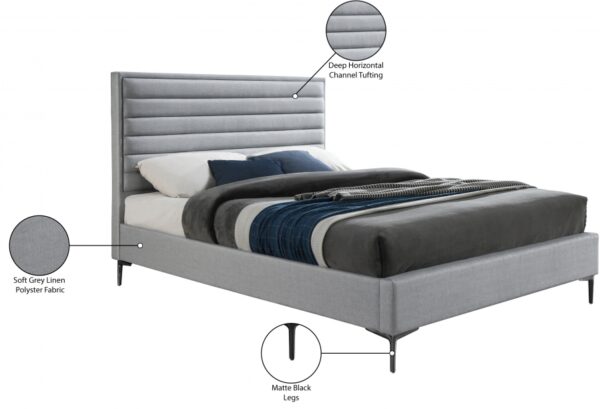 Hunter Linen Textured Fabric Upholstered Bed