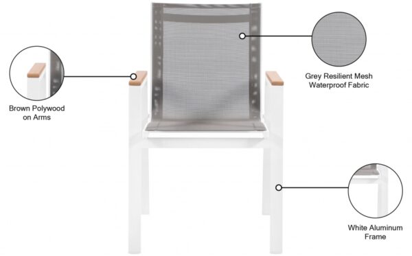 Nizuc Mesh Water Resistant Fabric Outdoor Patio Dining Arm Chair