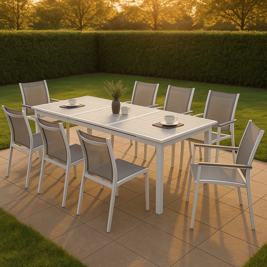 Nizuc 77" - 100.5" Aluminum Outdoor Patio Extendable Dining Table
