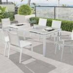 Nizuc 77" - 100.5" Aluminum Outdoor Patio Extendable Dining Table