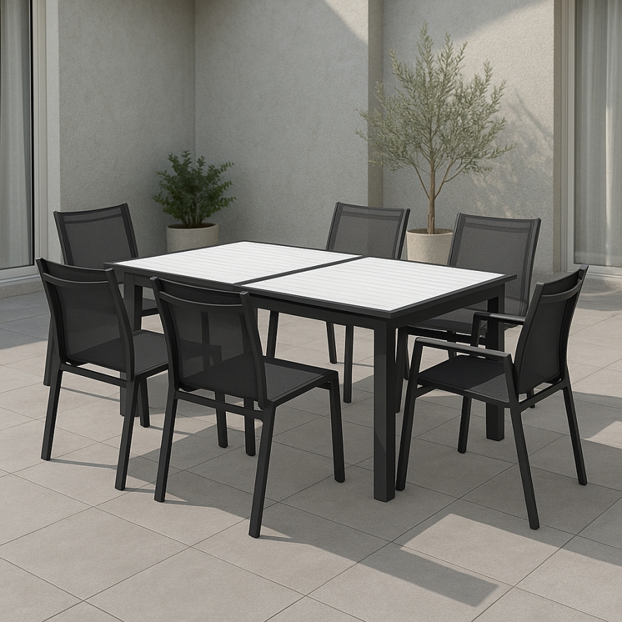 Nizuc 77" - 100.5" Aluminum Outdoor Patio Extendable Dining Table