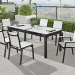 Nizuc 77" - 100.5" Aluminum Outdoor Patio Extendable Dining Table