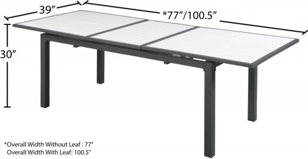 Nizuc 77" - 100.5" Aluminum Outdoor Patio Extendable Dining Table