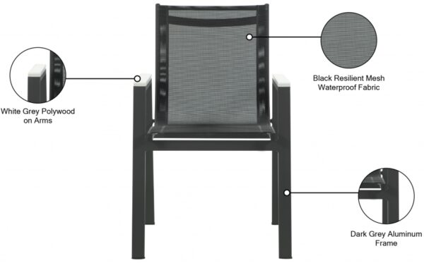 Nizuc Mesh Water Resistant Fabric Outdoor Patio Dining Arm Chair