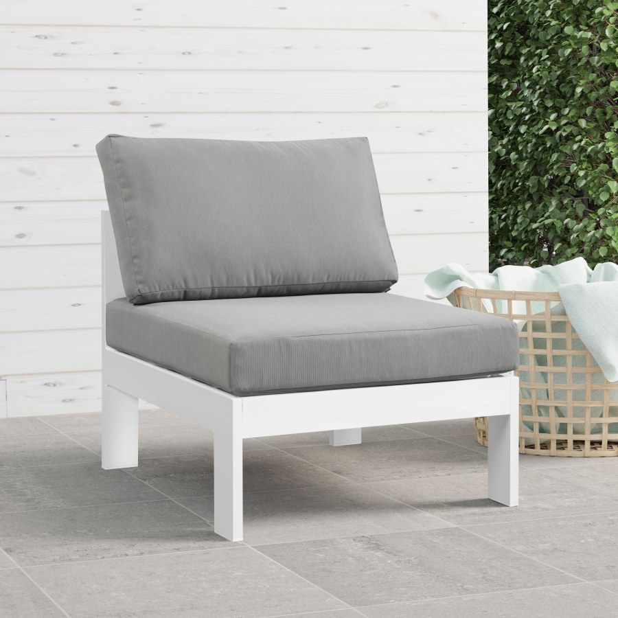 Nizuc Water Resistant Fabric Upholstered Outdoor Patio Modular Armless Chair