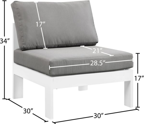 Nizuc Water Resistant Fabric Upholstered Outdoor Patio Modular Armless Chair