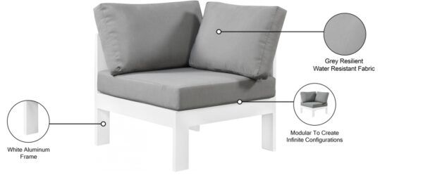 Nizuc Water Resistant Fabric Upholstered Outdoor Patio Modular Corner Chair