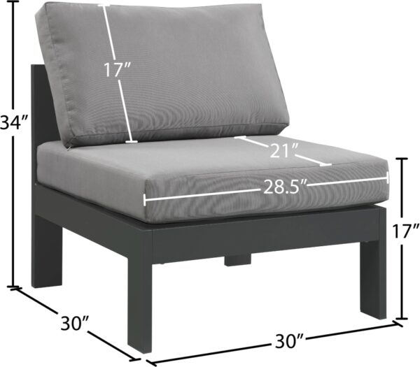 Nizuc Water Resistant Fabric Upholstered Outdoor Patio Modular Armless Chair