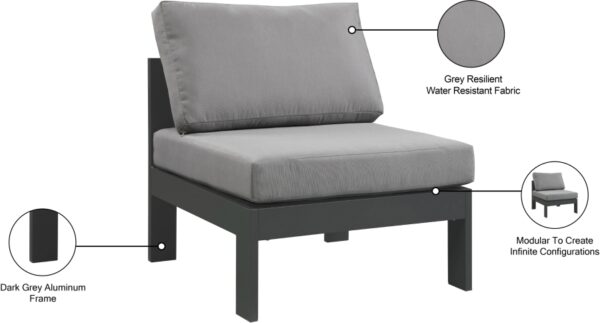 Nizuc Water Resistant Fabric Upholstered Outdoor Patio Modular Armless Chair