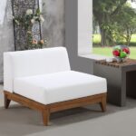 Rio Off White Water Resistant Fabric Upholstered Outdoor Patio Modular Armless Chair
