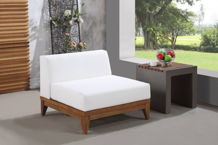 Rio Off White Water Resistant Fabric Upholstered Outdoor Patio Modular Armless Chair