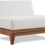 Rio Off White Water Resistant Fabric Upholstered Outdoor Patio Modular Armless Chair