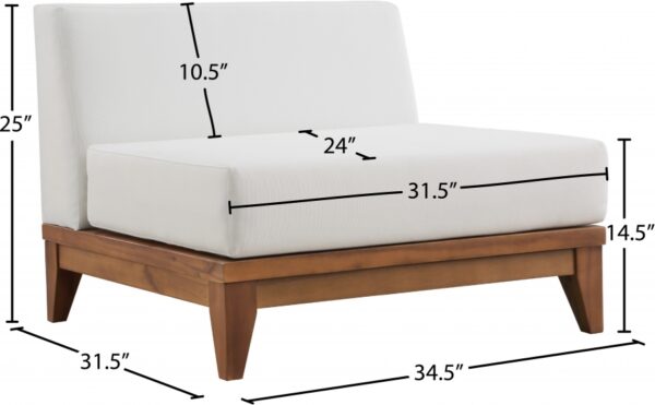 Rio Off White Water Resistant Fabric Upholstered Outdoor Patio Modular Armless Chair