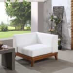 Rio Off White Water Resistant Fabric Upholstered Outdoor Patio Modular Corner Chair