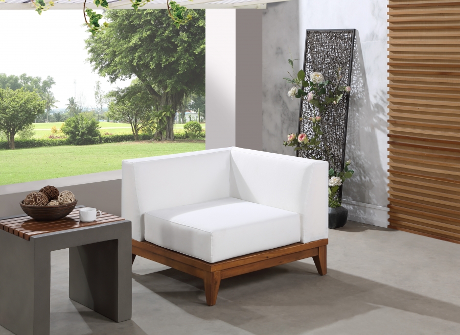 Rio Off White Water Resistant Fabric Upholstered Outdoor Patio Modular Corner Chair