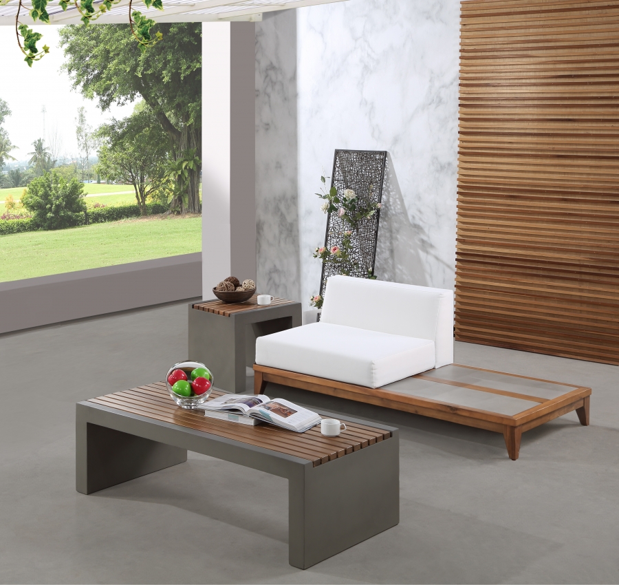 Rio Off White Water Resistant Fabric Upholstered Outdoor Patio Modular Double Chair