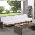 Rio 103.5" Off White Water Resistant Fabric Upholstered Outdoor Patio 3pc. Armless Modular Sofa