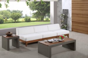 Rio 103.5" Off White Water Resistant Fabric Upholstered Outdoor Patio 3pc. Armless Modular Sofa