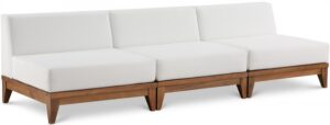 Rio 103.5" Off White Water Resistant Fabric Upholstered Outdoor Patio 3pc. Armless Modular Sofa