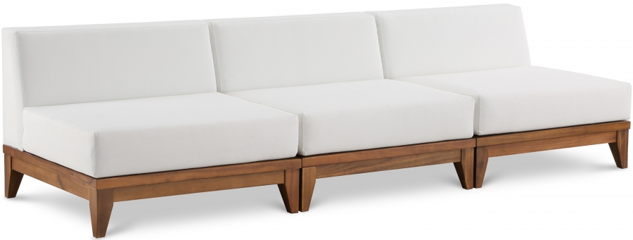 Rio 103.5" Off White Water Resistant Fabric Upholstered Outdoor Patio 3pc. Armless Modular Sofa