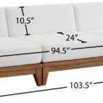 Rio 103.5" Off White Water Resistant Fabric Upholstered Outdoor Patio 3pc. Armless Modular Sofa