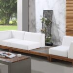 Rio 125" Off White Water Resistant Fabric Upholstered Outdoor Patio 3pc. Modular Sofa