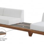Rio 125" Off White Water Resistant Fabric Upholstered Outdoor Patio 3pc. Modular Sofa