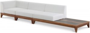 Rio 128.5" Off White Water Resistant Fabric Upholstered Outdoor Patio 3pc. Modular Sofa
