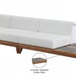 Rio 128.5" Off White Water Resistant Fabric Upholstered Outdoor Patio 3pc. Modular Sofa