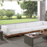 Rio 131" Off White Water Resistant Fabric Upholstered Outdoor Patio 4pc. Modular Sofa