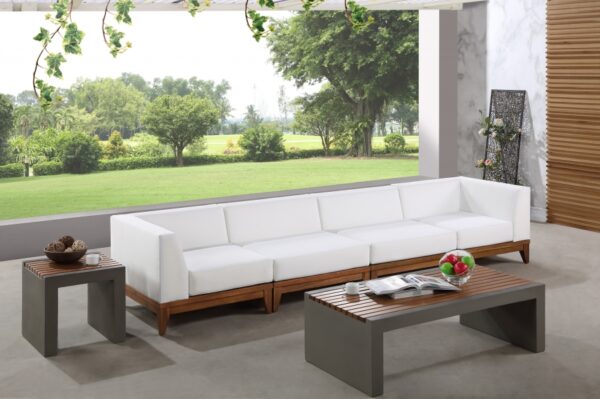 Rio 131" Off White Water Resistant Fabric Upholstered Outdoor Patio 4pc. Modular Sofa