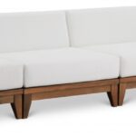 Rio 131" Off White Water Resistant Fabric Upholstered Outdoor Patio 4pc. Modular Sofa