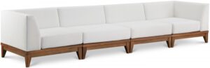 Rio 131" Off White Water Resistant Fabric Upholstered Outdoor Patio 4pc. Modular Sofa